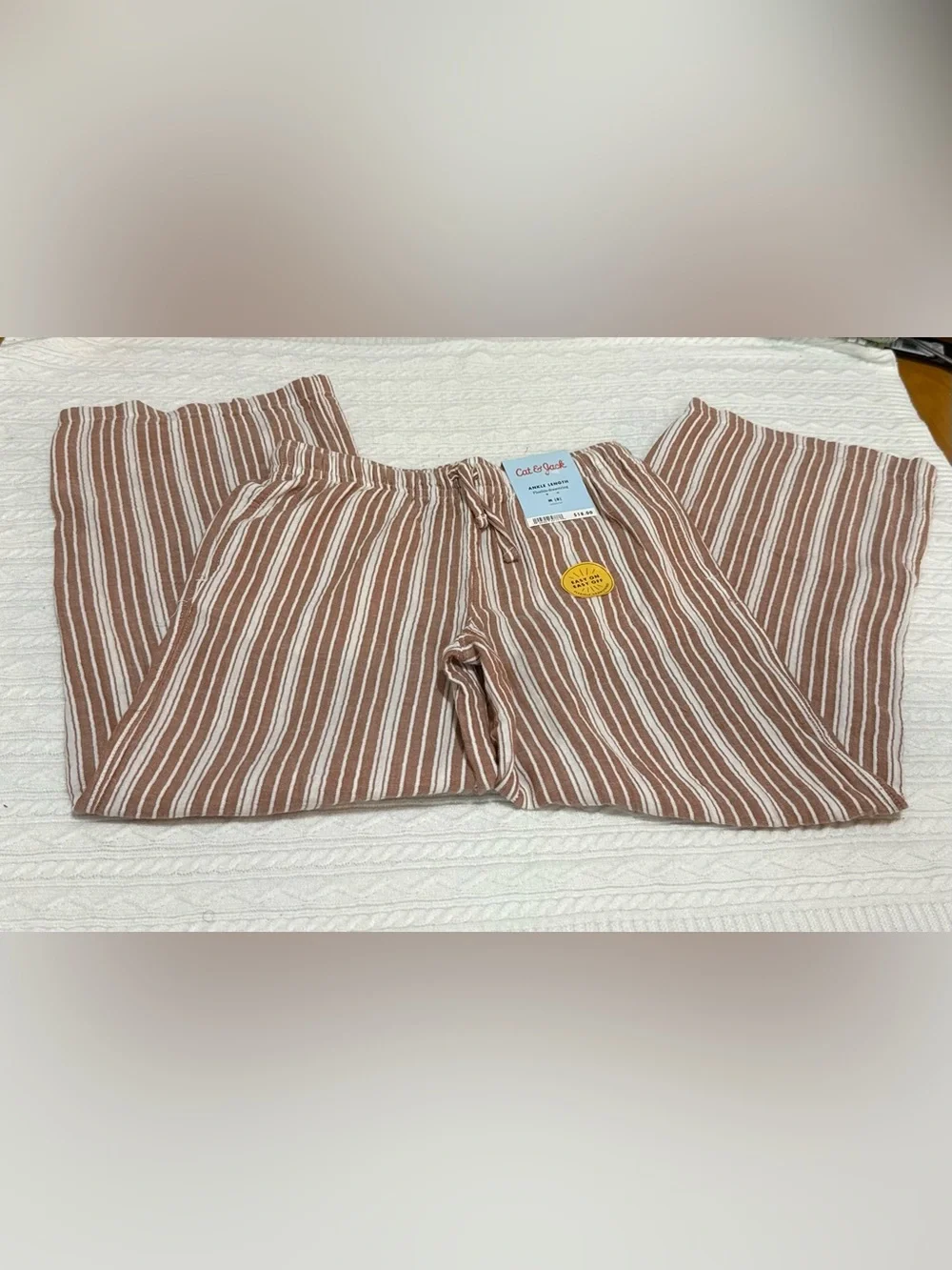 Cat & Jack Vertical Stripe Lounge Pants - Brown & White